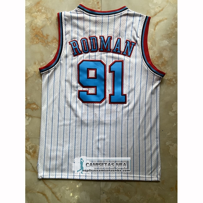 Camiseta Chicago Bulls Dennis Rodman NO 91 Mitchell & Ness 1996-97 Blanco
